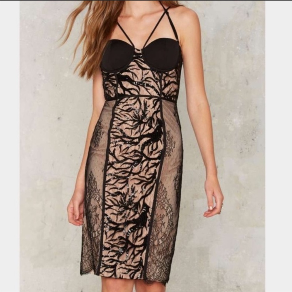 Nasty Gal Sweet Dream Sequin Midi Dress Sz L